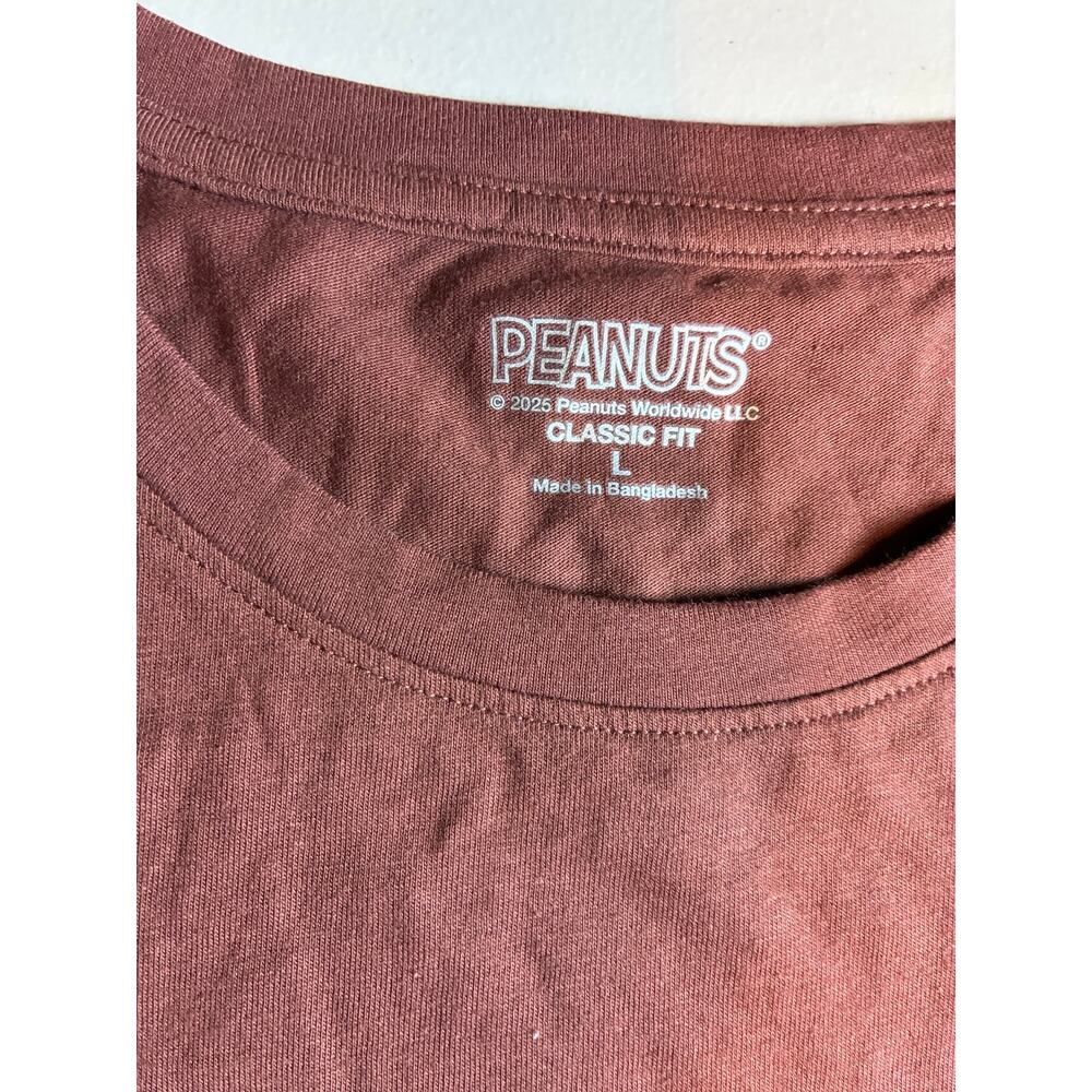 Peanuts Snoopy Woodstock Fall Leaves Graphic T Shirt Brown Adult Large 2025 - Picture 3 of 7